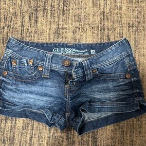 Guess Blue Jean Shorts with Distressed Detailing